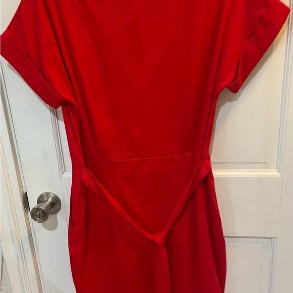 Fashion NWT Red knit Dress Sz.M  cuffed Sleeves tailored Work Casual‎ Holidays - Picture 7 of 8